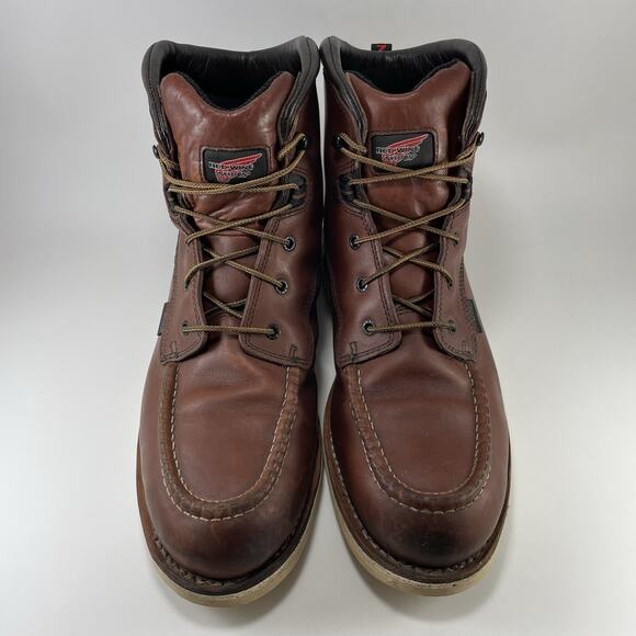 Red Wing 405 Waterproof Leather Work Boots Size 14 D Brown Wedge Moc Toe